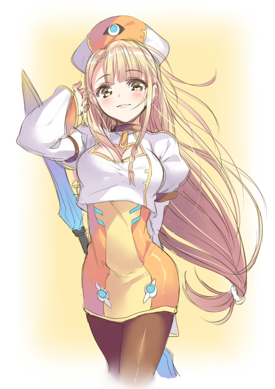 10s, 1girl, bad_id, bad_pixiv_id, blonde_hair, blush, braid, breasts