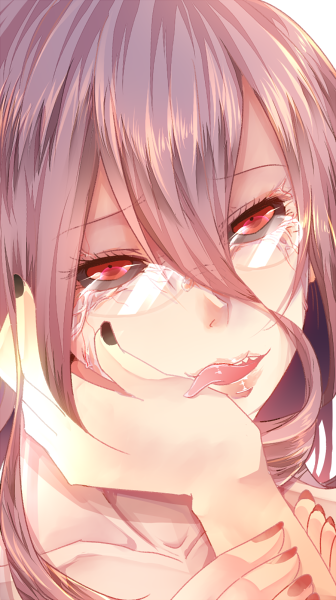 10s, black_sclera, colored_sclera, glasses, kamishiro_rize, lips, long_hair, looking_at_viewer