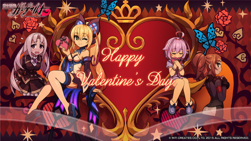 artist_request, azure_striker_gunvolt, azure_striker_gunvolt_1, blonde_hair, brown_hair, closed_eyes, elise_(gunvolt), gunvolt