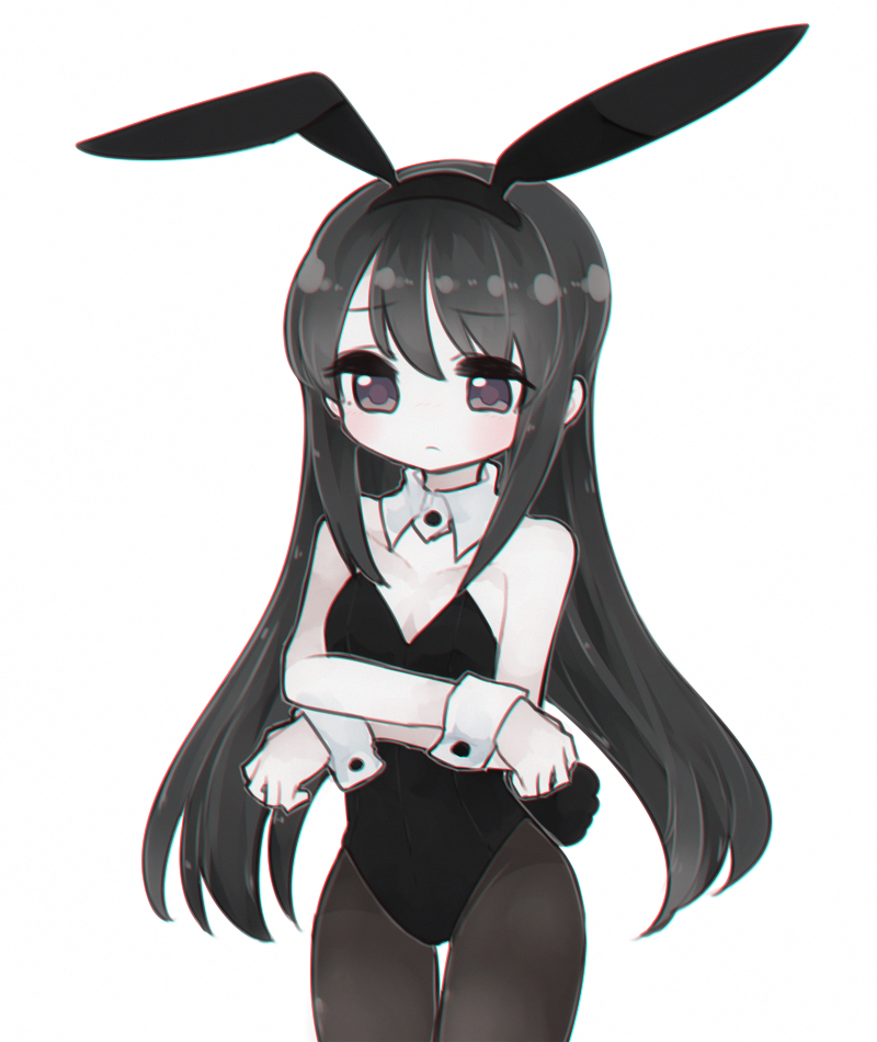 10s, 1girl, akemi_homura, animal_ears, bare_shoulders, black_hair, black_hairband, bow