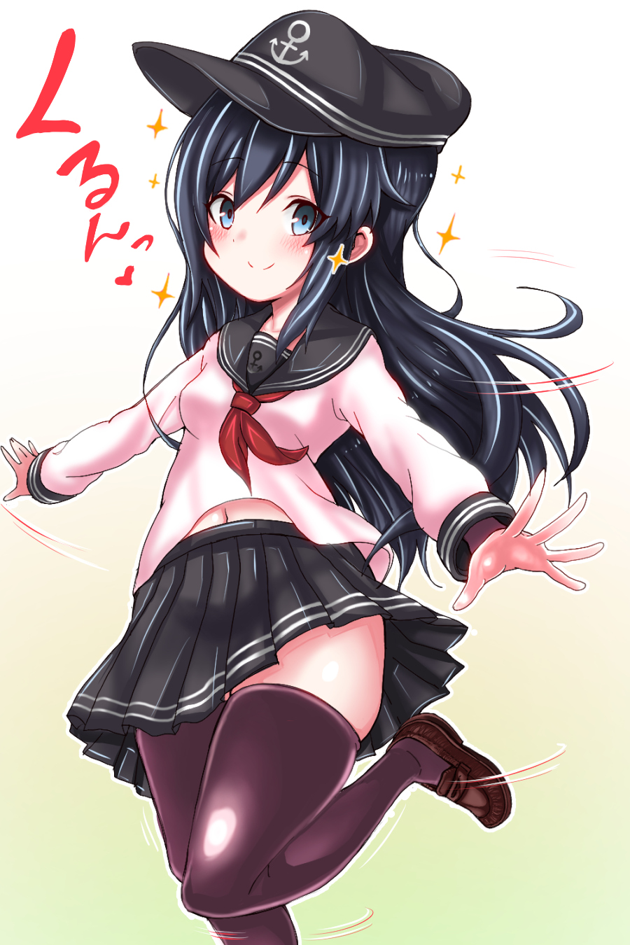 1girl, akatsuki_(kancolle), akatsuki_(kancolle)_(cosplay), alternate_costume, anchor_symbol, asashio_(kancolle), bad_id, bad_pixiv_id