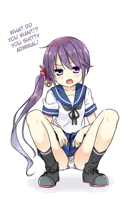 10s, 1girl, akebono_(kancolle), bell, black_legwear, blush, flower, hair_bell