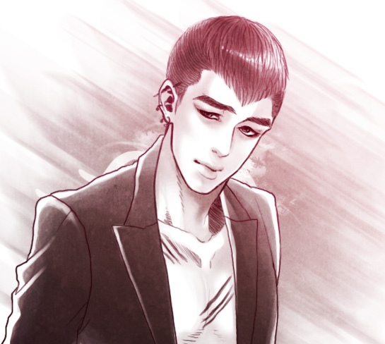 1boy, bigbang, earrings, fantastic_baby, jewelry, k-pop, male_focus, monochrome