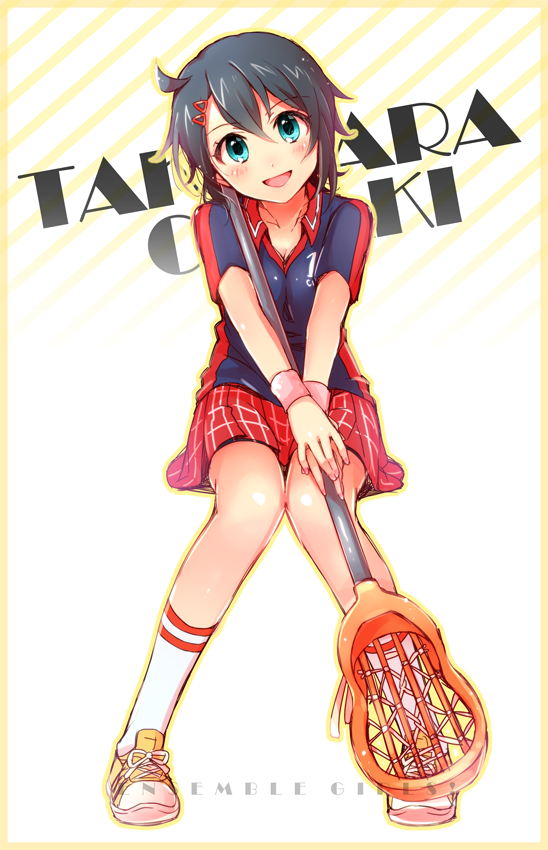 1girl, ahoge, aidumi, bad_id, bad_twitter_id, black_hair, blue_eyes, blush