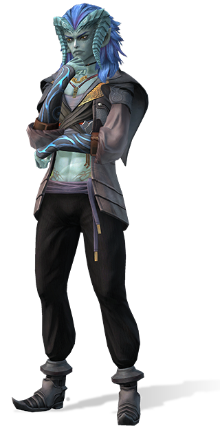 1boy, blue_hair, horns, l_(xenoblade_x), nintendo, official_art, pointy_ears, red_eyes