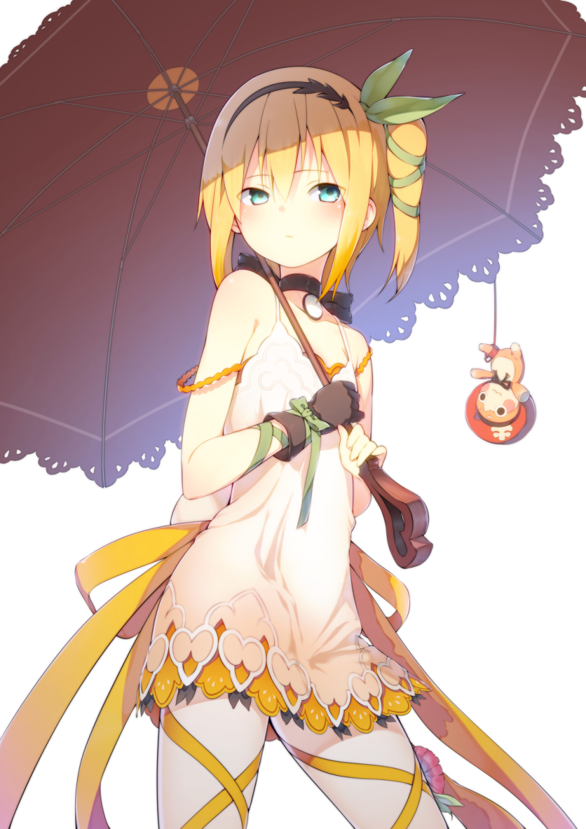 10s, 1girl, black_neckwear, blonde_hair, blue_eyes, bow, choker, collarbone