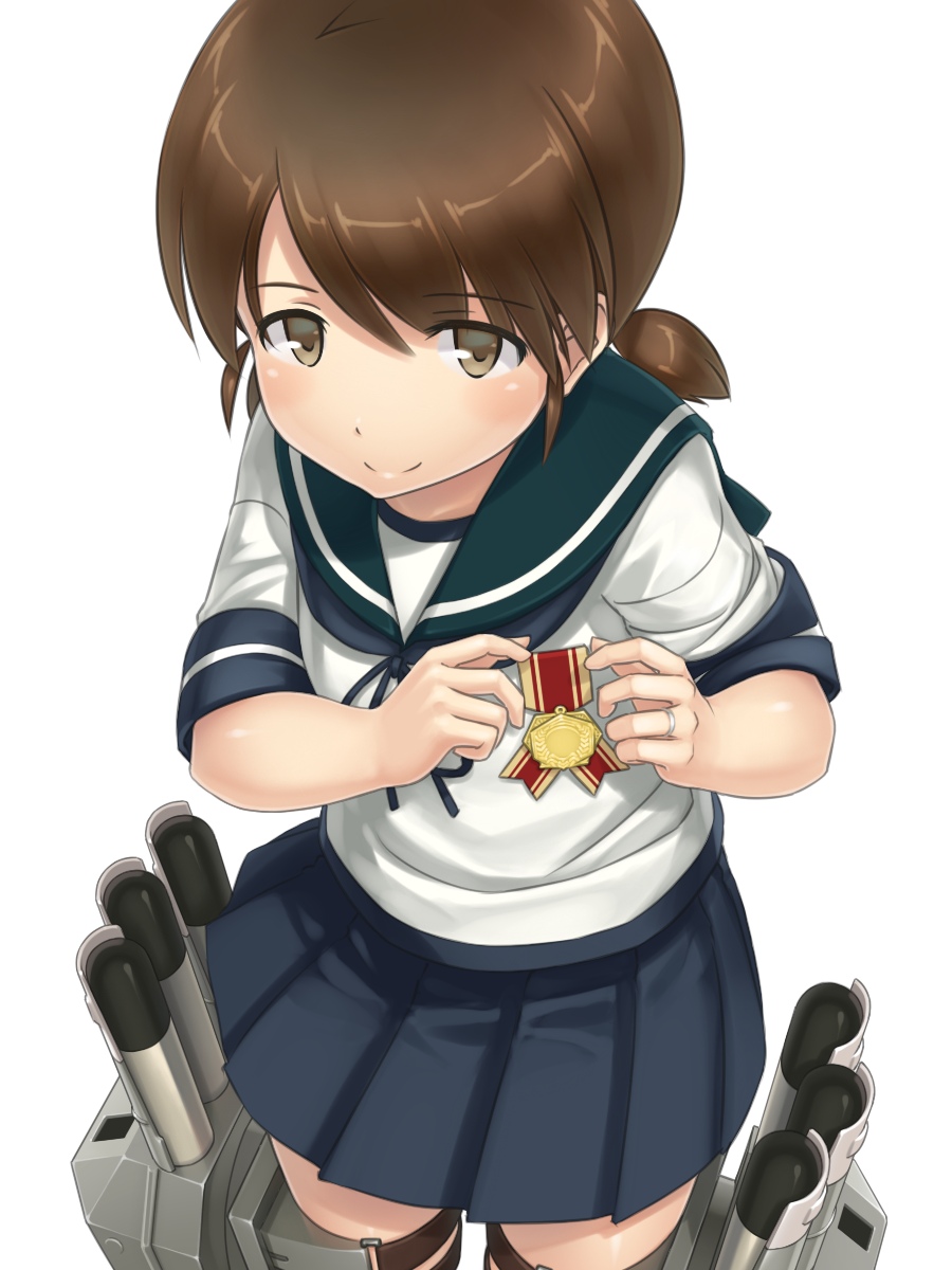 10s, 1girl, blue_skirt, blush, brown_eyes, brown_hair, cowboy_shot, female_focus