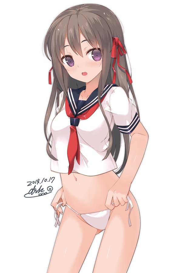 10s, 1girl, 2014, blush, brown_hair, collarbone, dasoku_sentarou, dated