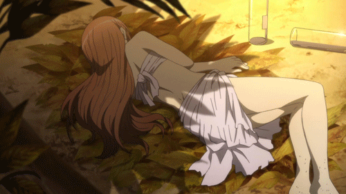 10s, 1girl, animated, animated_gif, bare_shoulders, breasts, cleavage, female_focus