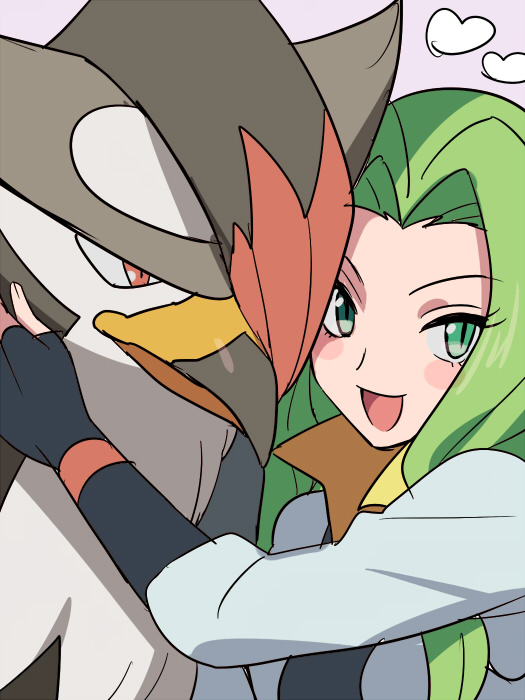 00s, 1girl, bird, black_gloves, blush, fingerless_gloves, gen_4_pokemon, gloves