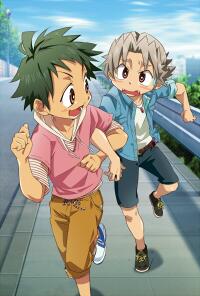 2boys, child, green_hair, kiriya_gymno, lowres, male_focus, multiple_boys, nekoyama_saburo
