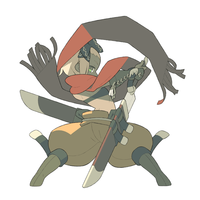 1girl, 7th_dragon, 7th_dragon_(series), blonde_hair, bracer, drawing_sword, female_focus, forehead