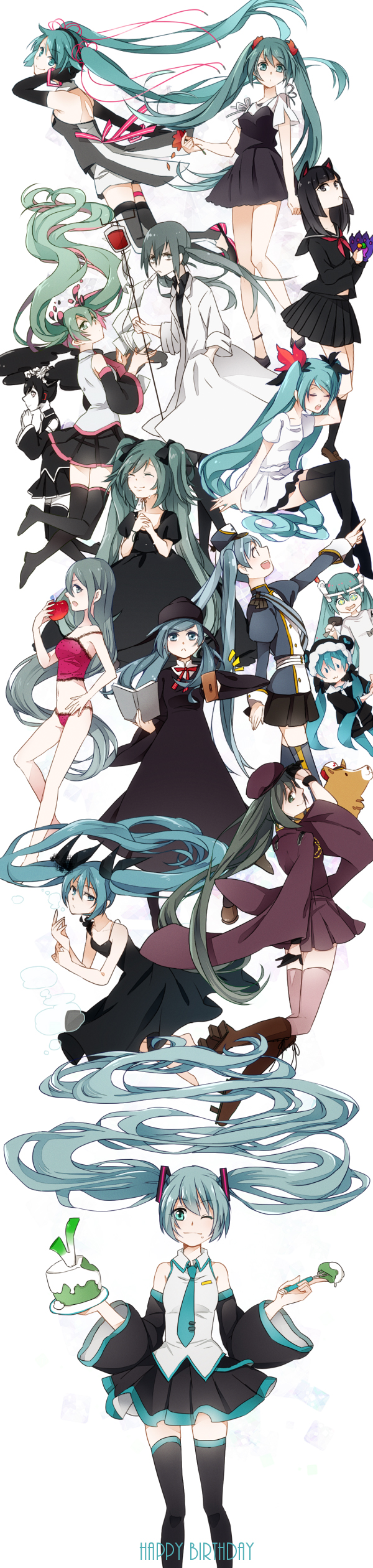 1girl, absurdres, animal_ears, apple, aqua_eyes, aqua_hair, bad_id, bad_pixiv_id