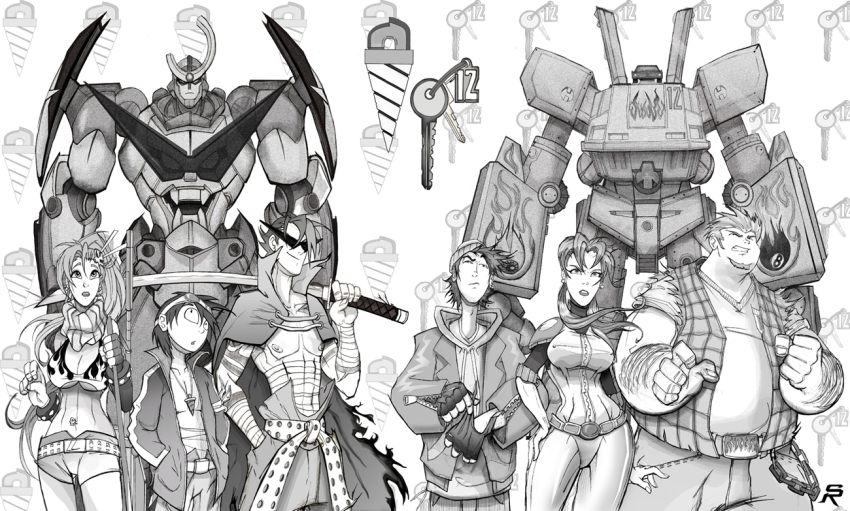 00s, 2girls, 4boys, bracelet, breasts, cartoon_network, cleavage, coop_(megas_xlr)