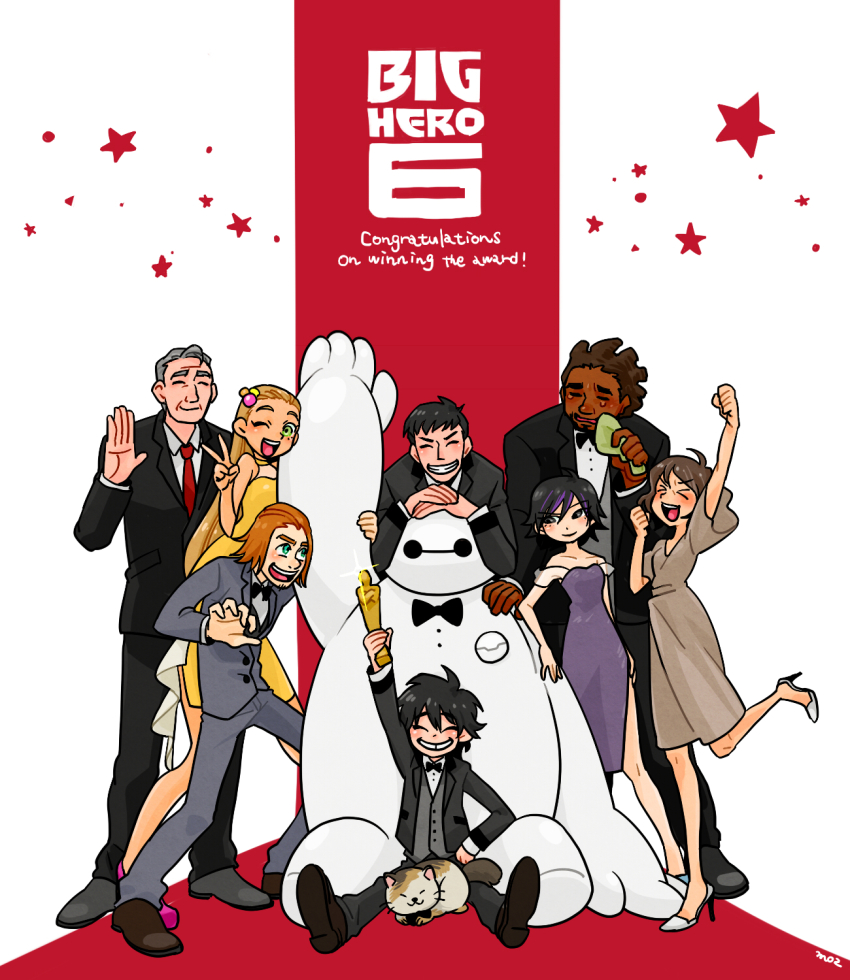 baymax, big_hero_6, cass_hamada, cat, disney, fred_(big_hero_6), gogo_tomago, highres