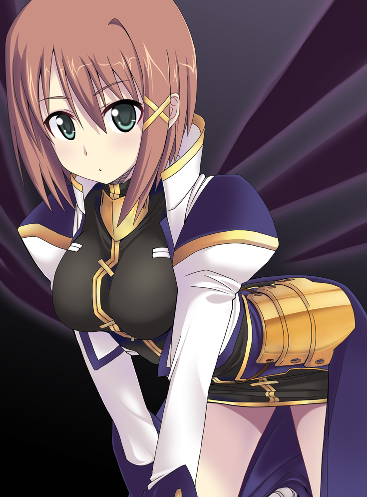 00s, 1girl, brown_hair, female_focus, hair_ornament, kurosho, lyrical_nanoha, magical_girl