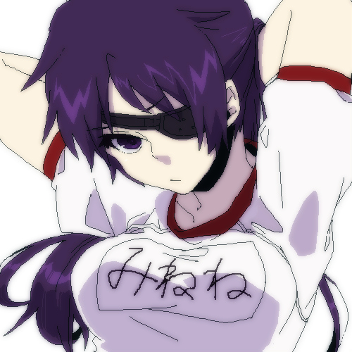 1girl, breasts, eyepatch, female_focus, komio_(do@ho), long_hair, lowres, mirai_nikki