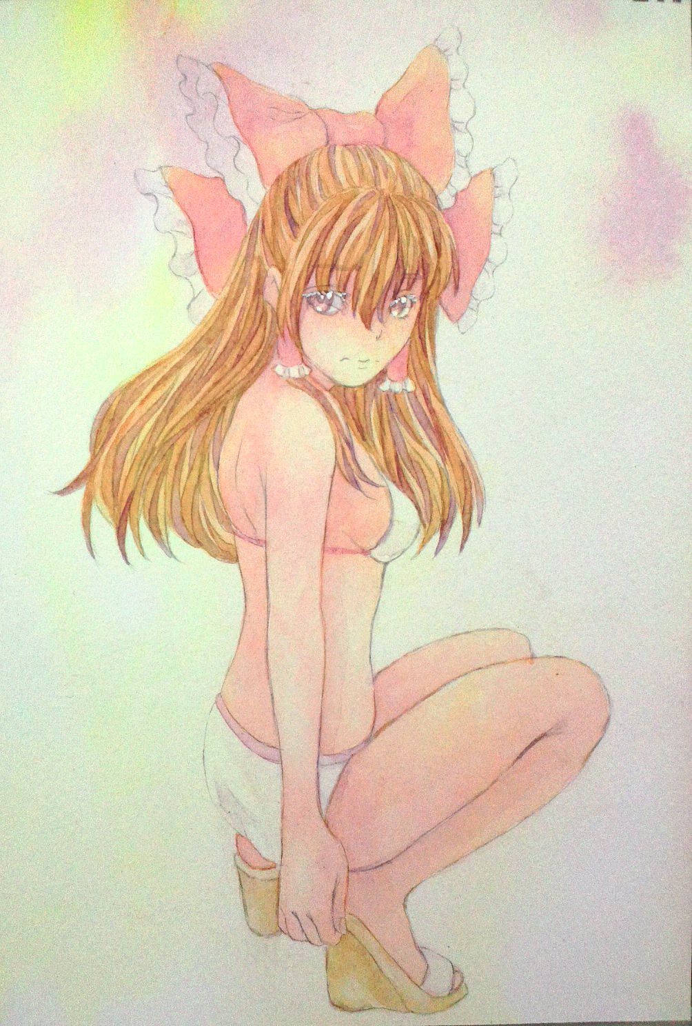 1girl, 3:, ass, bikini, bow, breasts, brown_eyes, brown_hair