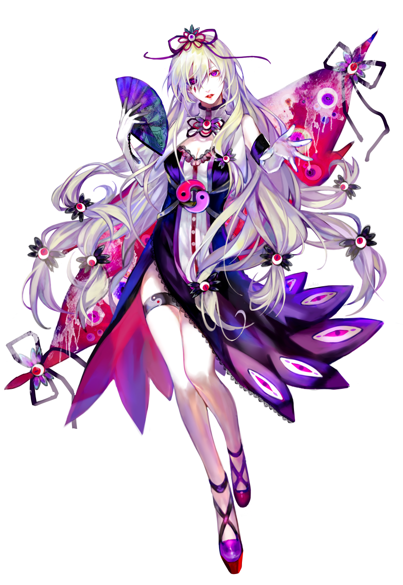 1girl, alternate_costume, alternate_hair_color, bad_id, bad_pixiv_id, bare_legs, black_sclera, blonde_hair