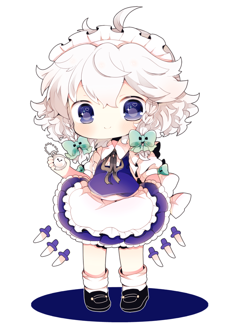 1girl, ahoge, apron, bad_id, bad_tumblr_id, blush, bow, braid