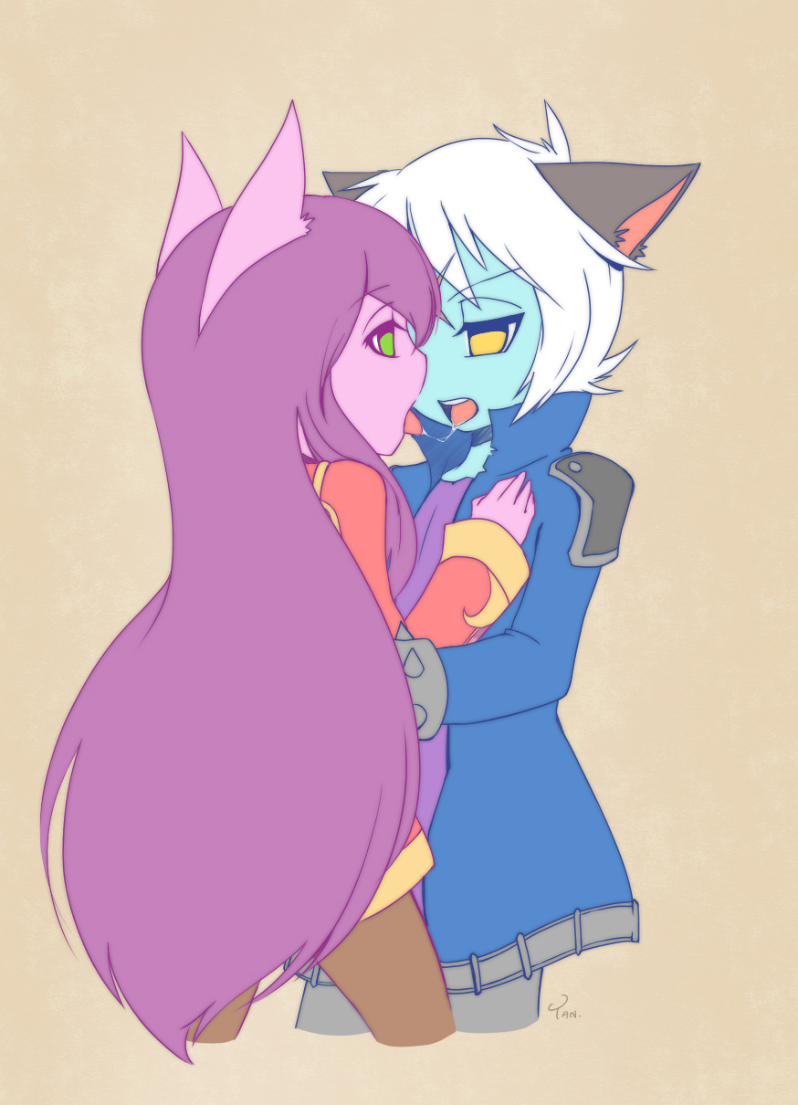 1boy, 1girl, colored_skin, green_eyes, hetero, highres, kiss, league_of_legends