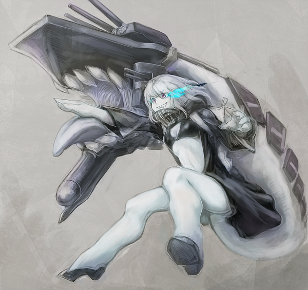 10s, 1girl, abyssal_ship, bag, bikini, bikini_top_only, breasts, cleavage