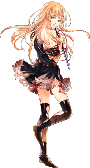 10s, 1boy, androgynous, black_thighhighs, blonde_hair, blood, blue_eyes, crossdressing