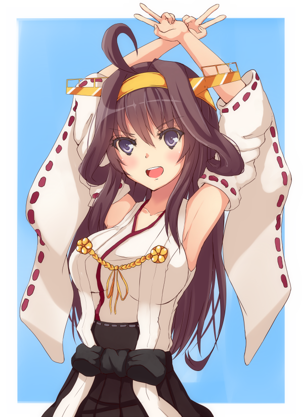 10s, 1girl, armpits, arms_up, bare_shoulders, blush, breasts, brown_hair