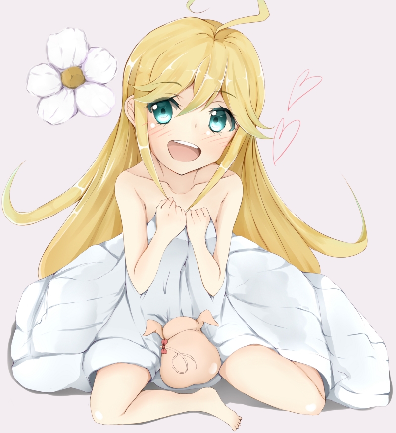 10s, 1girl, :d, ahoge, aqua_eyes, bad_feet, bare_shoulders, blonde_hair