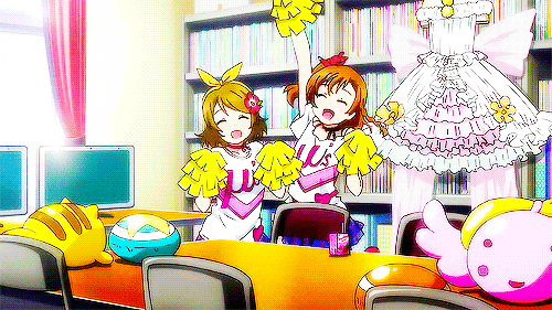 10s, 3girls, animated, animated_gif, brown_eyes, brown_hair, dress, grey_hair