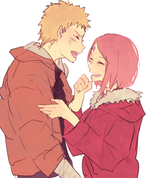 1boy, 1girl, ari_(2e3), blonde_hair, closed_eyes, couple, happy, haruno_sakura, md5_mismatch, naruto_(classic), naruto_(series), pink_hair, resized, short_hair, smile, uzumaki_naruto