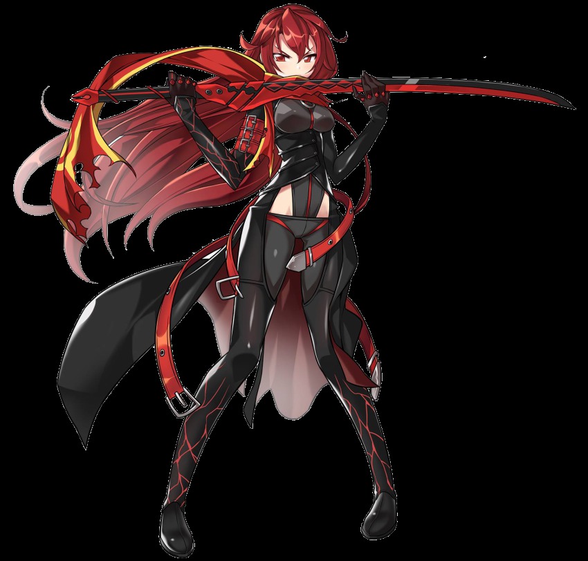 1girl, black_legwear, bodysuit, breasts, dark_knight_(elsword), elesis_(elsword), elsword, female_focus