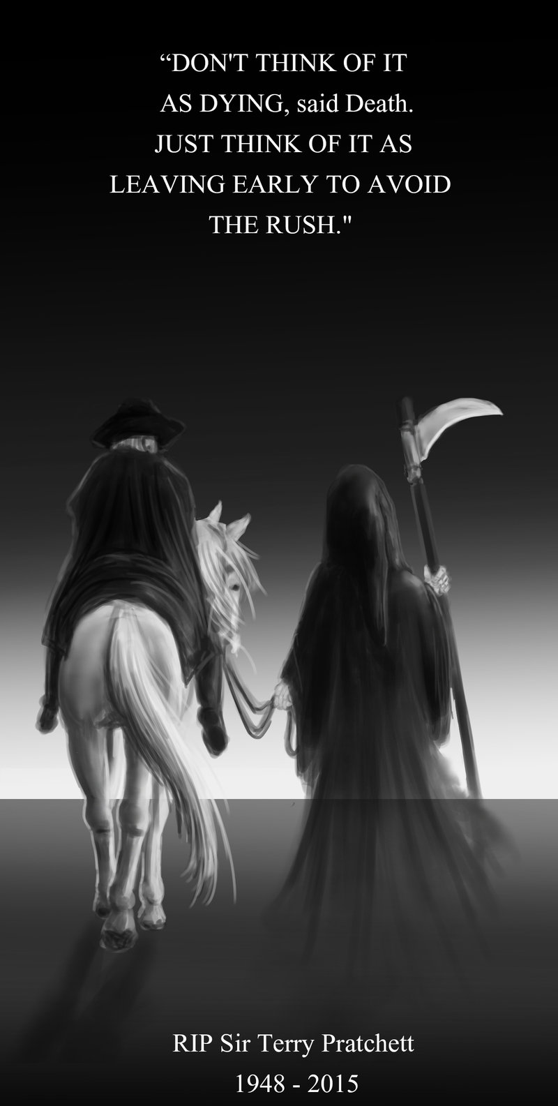 2boys, animal, commentary, death_(discworld), death_(entity), discworld, greyscale, grim_reaper