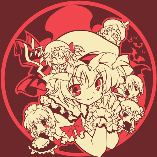 >_<, 6+girls, ^_^, bat_(animal), beret, blush_stickers, book, bow