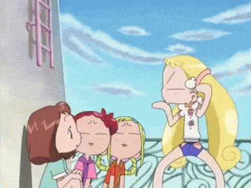 4girls, abdominal_stretch, animated, animated_gif, asuka_momoko, harukaze_doremi, kudo_mutsumi, lowres, makihatayama_hana, multiple_girls, ojamajo_doremi, submission_hold, twintails, wrestling