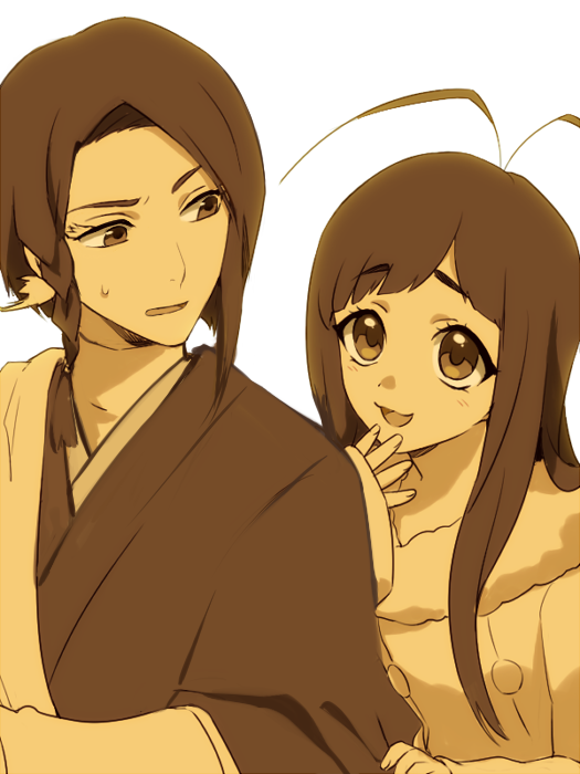 2boys, androgynous, apg0w0, ayasegawa_yumichika, bleach, giselle_gewelle, japanese_clothes, long_hair