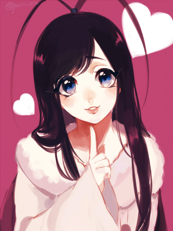 1boy, androgynous, apg0w0, black_hair, bleach, blue_eyes, giselle_gewelle, heart