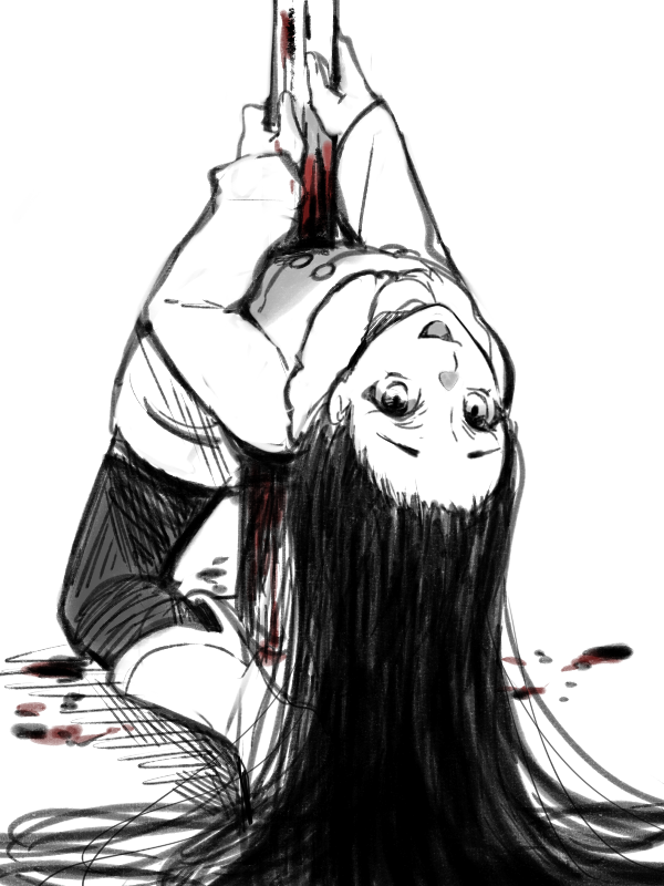 1boy, :d, androgynous, apg0w0, arched_back, bleach, blood, boots