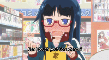 1girl, animated, animated_gif, anime_screenshot, blue_eyes, blue_hair, blush, denki-gai_no_hon'ya-san, female_focus, glasses, long_hair, lowres, matching_hair/eyes, red-framed_eyewear, sensei_(denki-gai), solo, subtitled