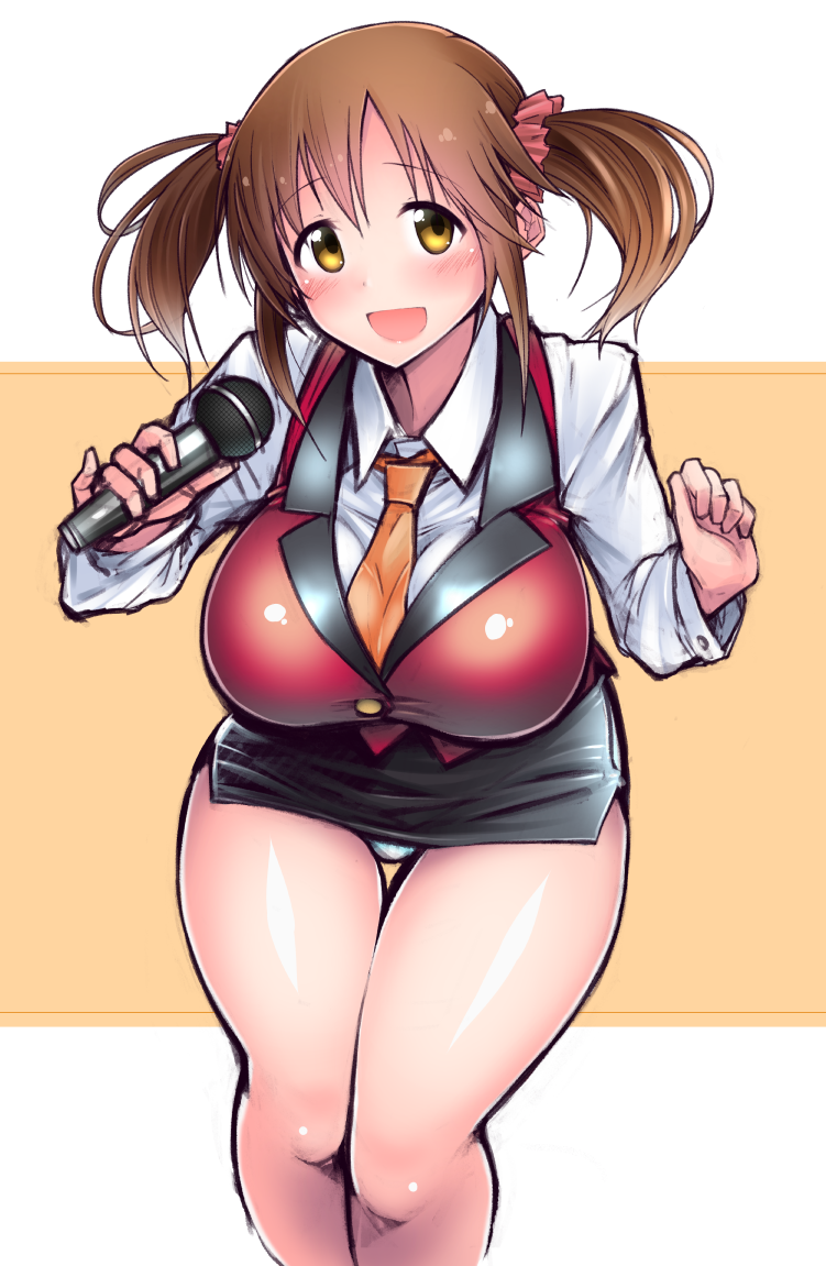 10s, 1girl, blush, breasts, brown_eyes, brown_hair, female_focus, idolmaster