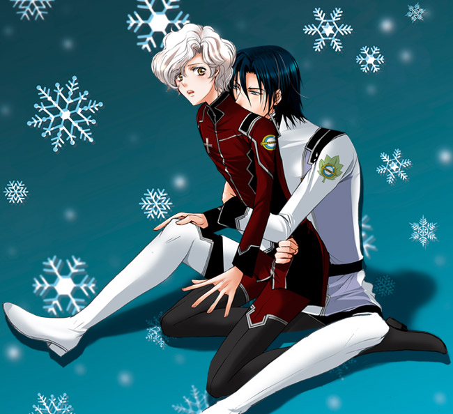 2boys, black_hair, blonde_hair, blush, hug, hug_from_behind, jonah_matsuka, keith_anyan