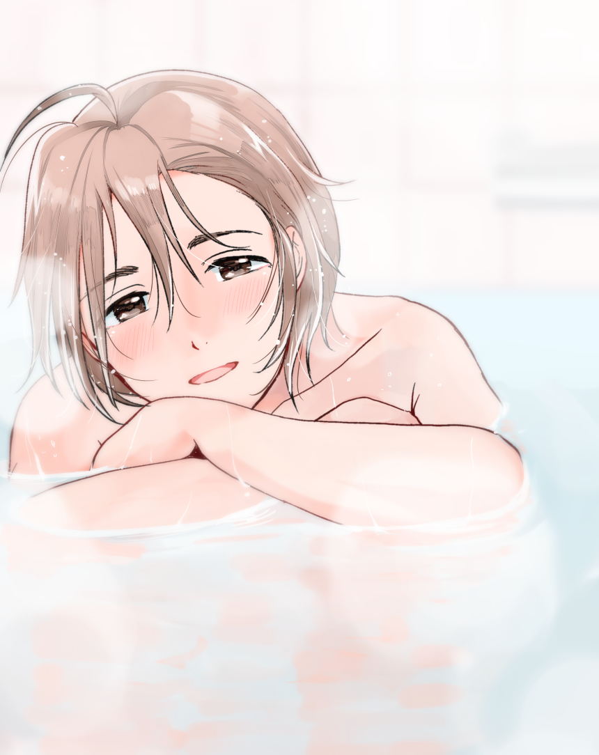 10s, 1boy, amagase_touma, bad_id, bad_pixiv_id, bathing, blush, brown_eyes