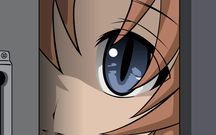 00s, 1girl, blue_eyes, brown_hair, close-up, crazy, crazy_eyes, creepy, derivative_work, female_focus, highres, higurashi_no_naku_koro_ni, horror_(theme), oyashiro, ryuuguu_rena, shaded_face, smile, solo, vector_trace