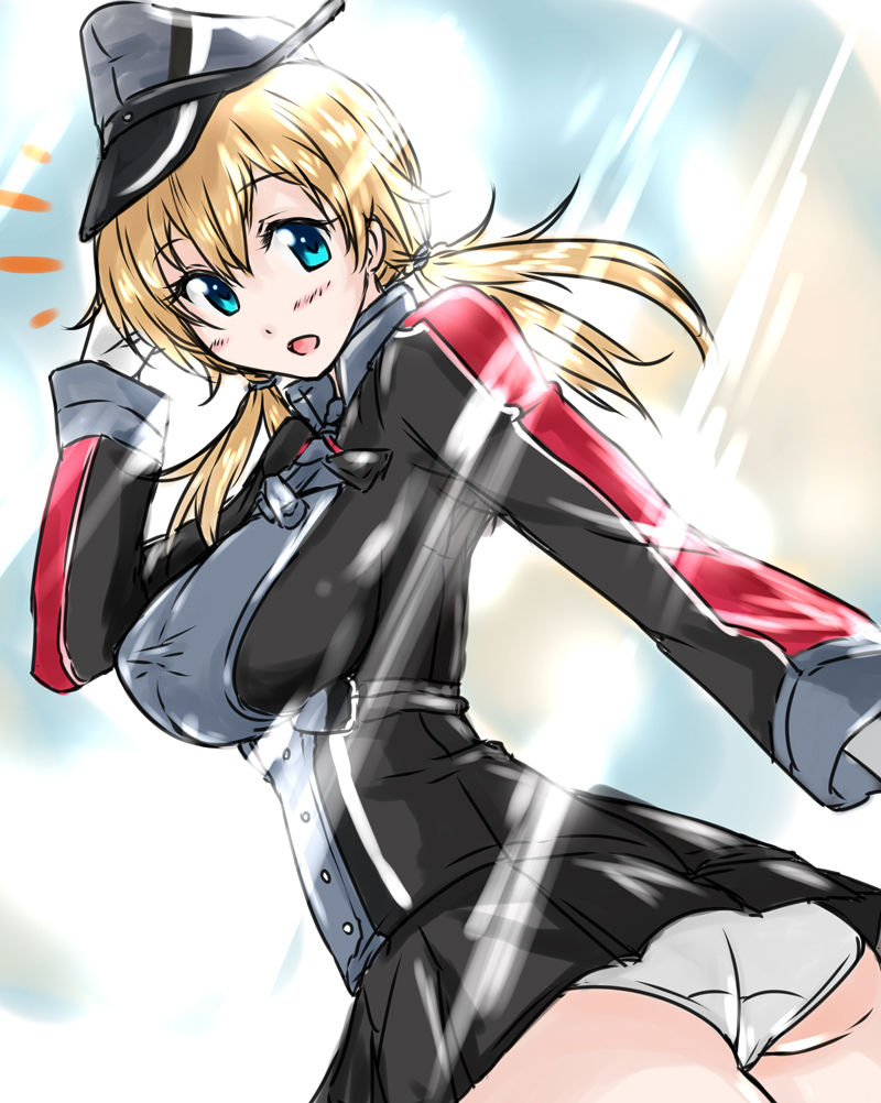 10s, 1girl, ass, blonde_hair, blue_eyes, breasts, female_focus, gloves