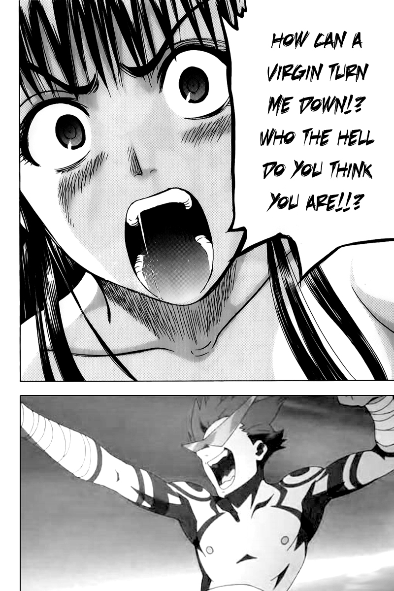 00s, angry, crossover, eden_no_ori, highres, kamina_(ttgl), laughing, tattoo