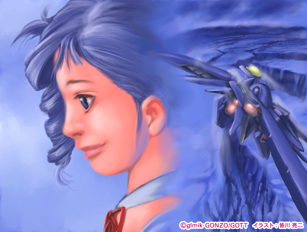 00s, 1girl, blue_eyes, blue_hair, bodysuit, brooch, episode14, eyecatch