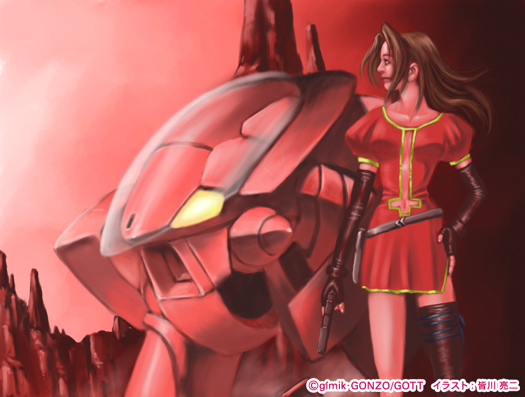 00s, 1girl, donnerschlag, eclair_(kiddy_grade), episode14, eyecatch, female_focus, gun