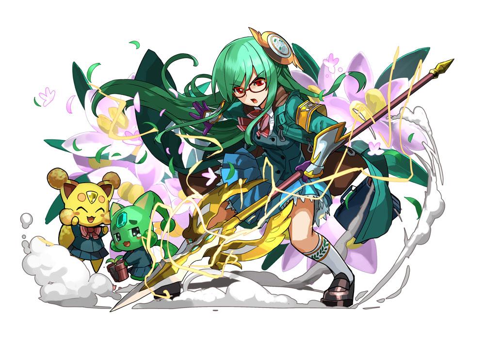 1girl, ^_^, adachi_yousuke, ascot, athena_(p&amp;d), blazer, blush_stickers, carbuncle_(p&amp;d)