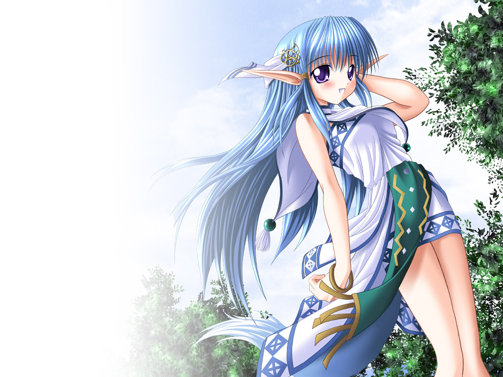 1girl, blue_hair, blush, bracelet, day, female_focus, hair_ornament, jewelry