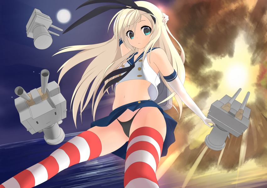 10s, 1girl, arm_behind_back, bad_id, bad_pixiv_id, black_panties, blonde_hair, blue_eyes